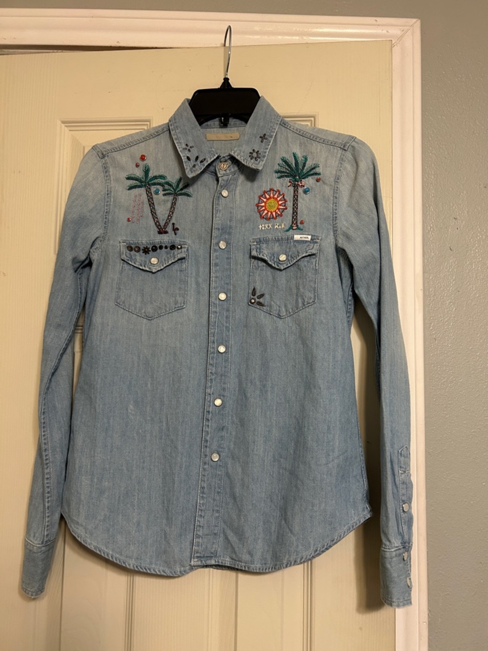 MOTHER The Honey High Atlas Range Shirt embroidered beads